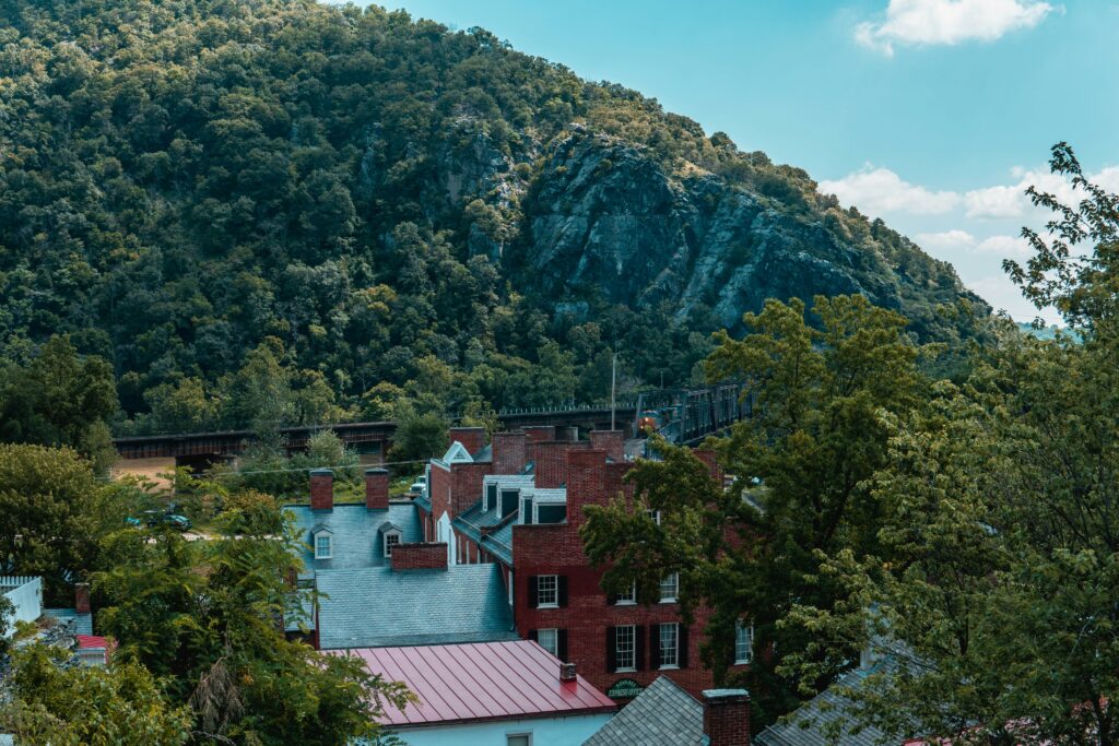 West Virginia Mountain and houses below it.