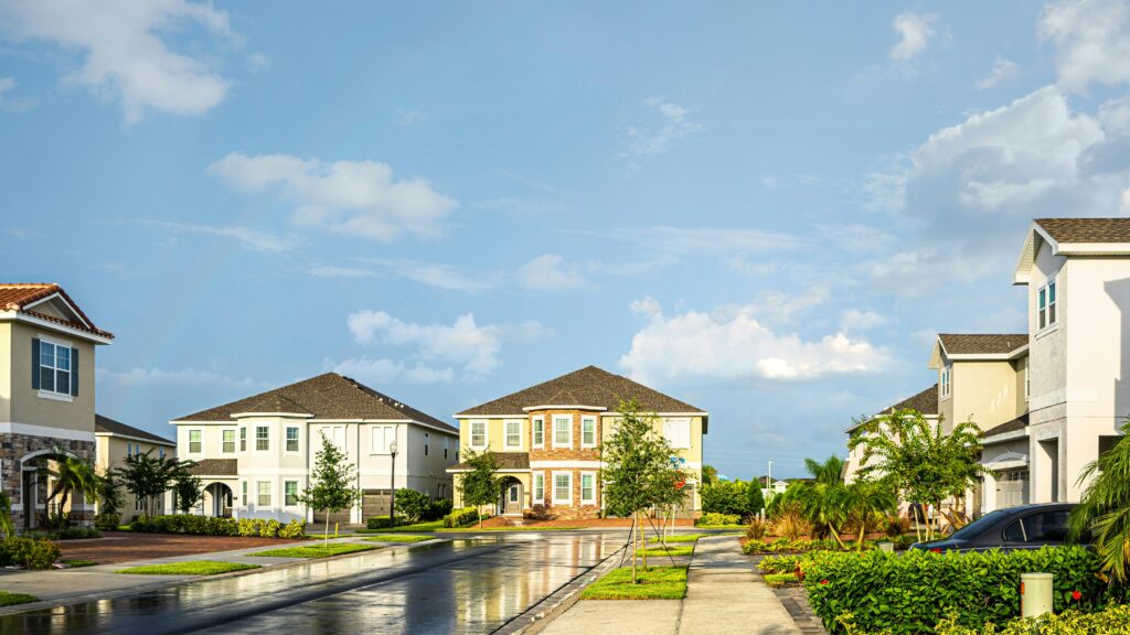 A view of suburban townhome neighborhood in Florida.